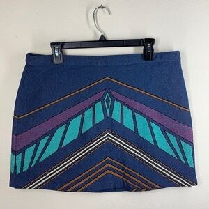 TopShop blue geometric mini skirt 12